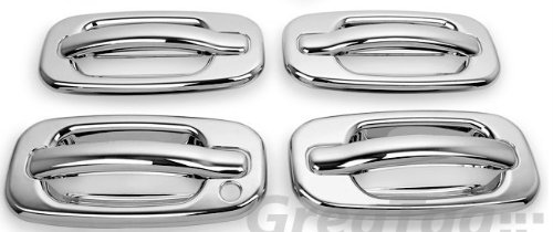 MaxMate Fit 00-06 GMC Yukon/99-06 Sierra/07 Classic/02-06 Chevy Avalanche/99-06 Silverado/07 Classic/00-06 Suburban/Tahoe/02-06 Cadillac Escalade Chrome 4 Doors Handle Cover W/O Passenger Side Keyhole