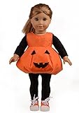 Sweet Dolly Doll Clothes for 18 Inch American Girl Dolls 2PC. Halloween Pumpkin Lantern Dress Set