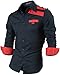 jeansian Men's Slim Long Sleeve Casual Shirt 8358 Navy M