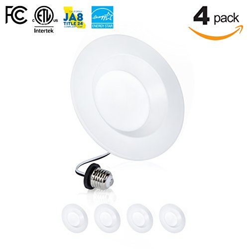 Parmida (4 Pack) 5/6 inch Dimmable LED Retrofit Recessed Downlight, 15W (120W Replacement), Smooth Metal Design, 1000lm, 3000K (Soft White), Energy Star & ETL, LED Ceiling Can Light, LED Trim