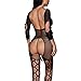 BOOMLEMON Women's Open Bust Bodystocking 3/4 Sleeve Crotchless Fishnet Lingerie Bodysuit Black