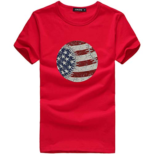 TIFENNY Women's Fashionable Loose American Flag Classic Basis Tee Summer Casual Short-Sleeved Printed T-Shirt Top Blouse Red - Thumbnail 6