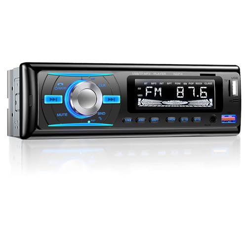 RDS Bluetooth 5.0 Car Radio with Handsfree, Wistrue Car Stereo Bluetooth with 2 USB/AUX/SD,1 DIN Car Radio Supports MP3/WMA/WAV Player, Compatible with iOS and Android