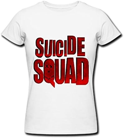 ZHEDZU Women's Suicide Squad Red Logo Cool T Shirt Cotton White XXL