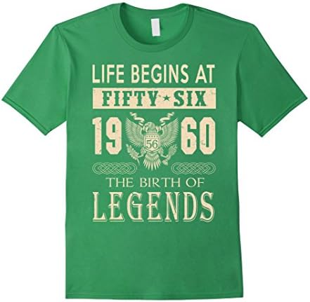 Men's LIFE BEGINS AT 56 - 1960 Tshirt 2XL Grass