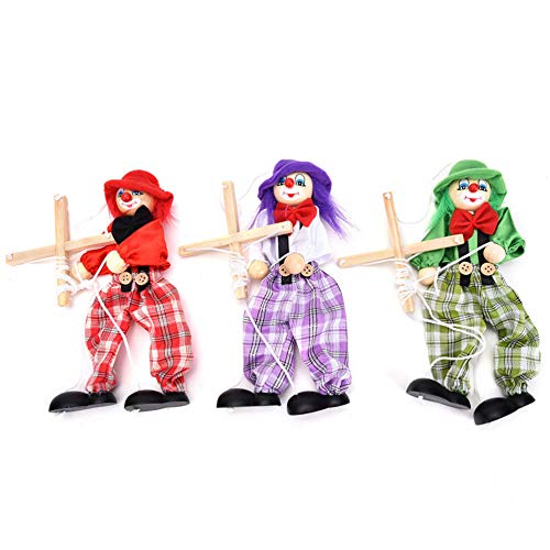 HsgbvictS Toys for All Ages Kids Pull String Clown Puppet Wooden Marionette Handcraft Toy Joint Move Doll Colorful, Pull String Design, Kids Toy - Blue
