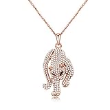Blinglove Fashion 18k Rose Gold Plated Rhinestone Panther Pendant Necklace for Women Girl