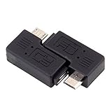 Generic 1 Pair Right Left Angle Micro USB Male 90 Degree USB Male to Micro Female Plug Adapters