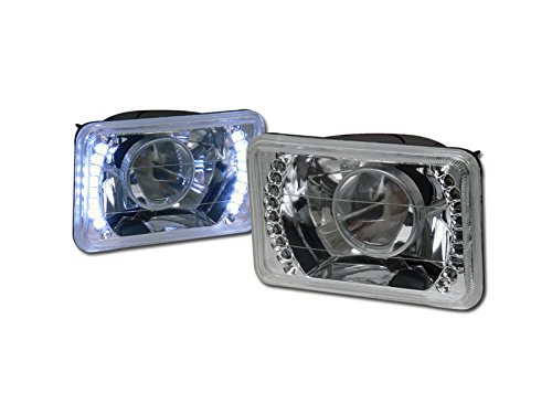 Velocity Concepts Universal 4X6 Chrome DRL White LED Sealed Beam Projector Head Lights Lamp for H465