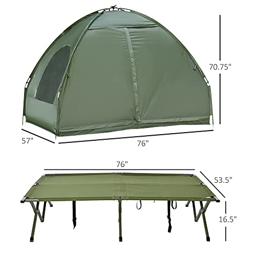 Outsunny 2 Person Foldable Camping Cot, Portable Outdoor with Bedspread