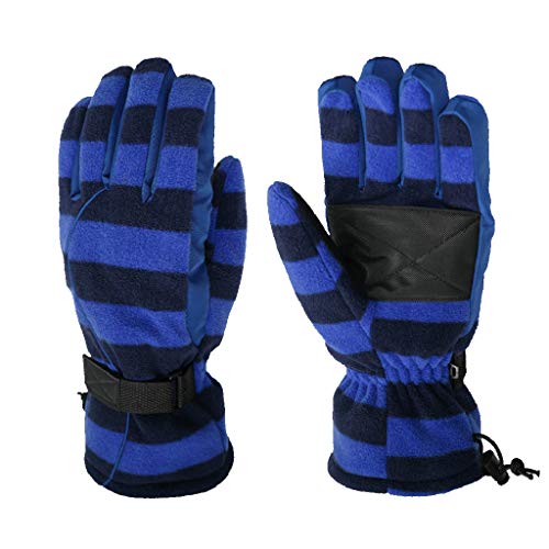 CapsA Men Winter Warm Snow Sports Water-Splashing Anti-Skid Outdoor Gloves for Skiing Skating Snowboarding Shoveling Bicycle Bike Sport Gloves (Blue, L)