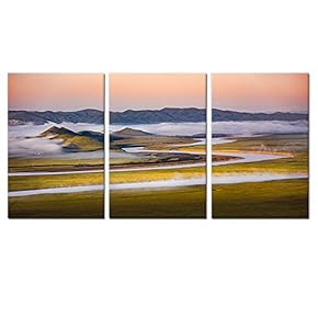 SIGNFORD 3 Panel Canvas Wall Art Autumn Mountain...
