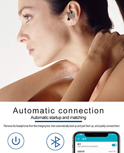 Wireless Earbuds, Bluetooth 5.0 Headphones True Wireless Earphones with Mic and Portable Charging Case, IPX7 Waterproof 15H Playtime In-Ear Wireless Headphones for iPhone and Android（Silver）