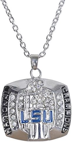 NewBurn LSU Tigers National Champion Rhinestone Charming Chain Necklace - Silver NoSize
