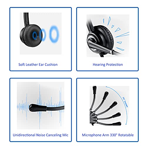 MAIRDI Telephone Headset with RJ9 Jack & 3.5mm Connector for Landline