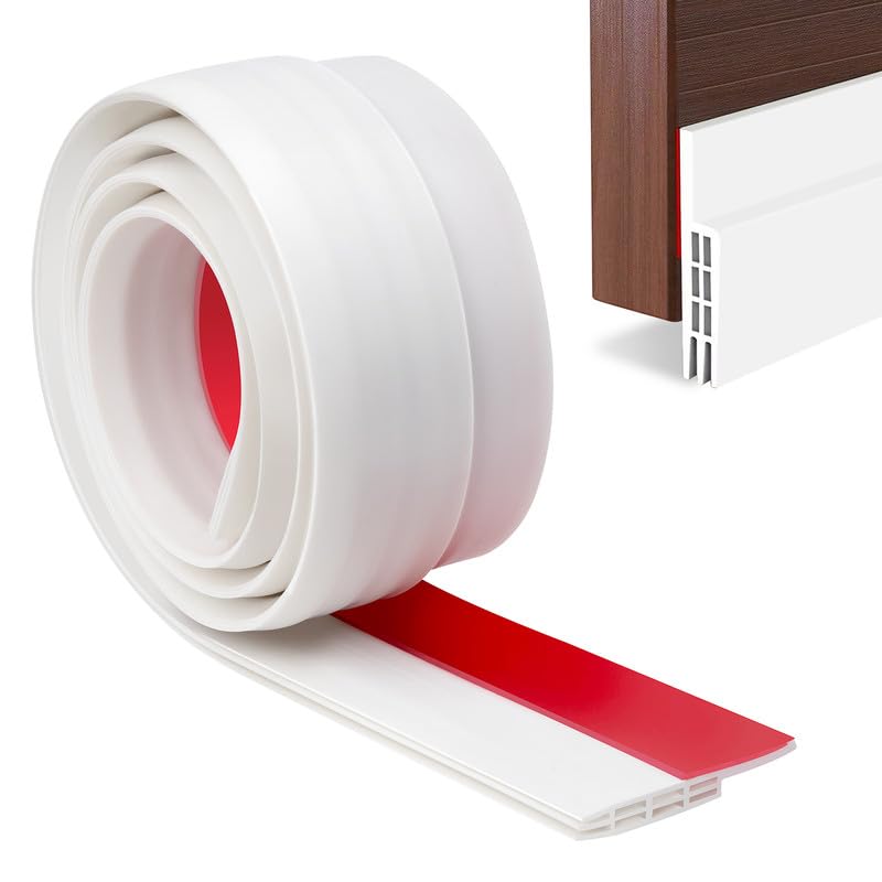 YOUSHARES Draft Excluder for Door Bottom - Rubber Sealing Strip with Soundproof Seal (White)