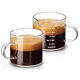Mfacoy 2 Pack Espresso Glass Measuring Cup, 75ML