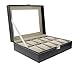 Juvale Black Leather Watch Box Case - Fits 10 Watches - 10
