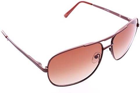 Square Aviator Metal Sunglasses - Brown Frame / Brown Lens