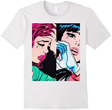 Mens Pop art double crying vixen   Medium White