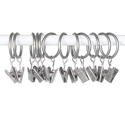 image for Topspeeder 42 Pack Curtain Rings with Clips Decorative Drapery Rustpro