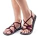 Plaka Palm Leaf Flat Summer Sandals for Women | Perfect for the Beach Walking & Dressy Occasions | Sangria | Size 9