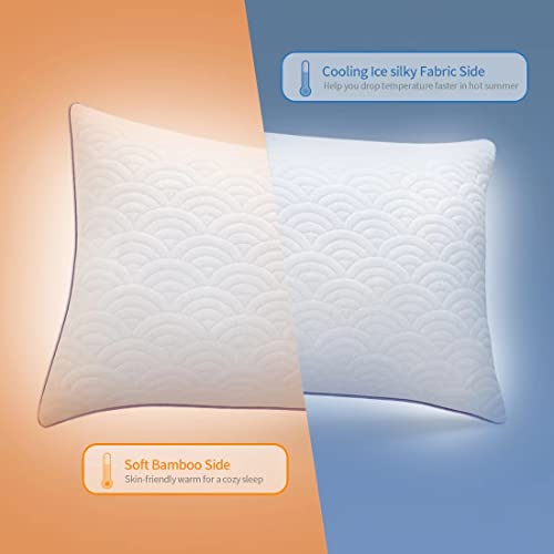 MOLCLCUY Memory Foam Pillows King Size Set of 2 Adjustable Cool Bamboo