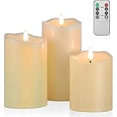 ANGELLOONG Flickering Flameless Candles, Realistic Battery Operated Candles with Remote and Timer, Set of 3 LED Candles for Room Fall Home Wedding Decor Centerpieces Table Party Valentines Decorations