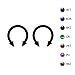 Pair of Titanium Circular Barbell w/Cones Horseshoe Earrings 12-8G