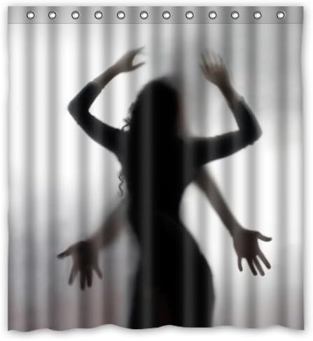 66"(w) x 72"(h) Cute Funny Sexy Woman and Men Sex Silhouette Shadow Bathroom Shower Curtain Shower Rings Included, 100% Polyester