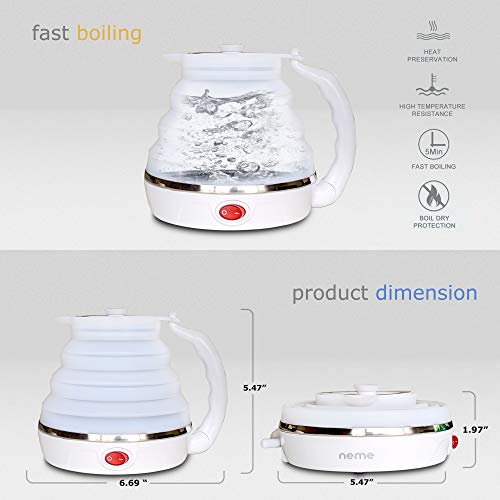 NEME Travel Foldable Electric Kettle Collapsible Water Boiler For
