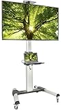 VIVO Ultra Heavy Duty TV Cart for 37 to 70 inch Flat Screen Panel | Mobile Rolling Stand with Dual Shelves and 3 inch Wheels (STAND-TV09)