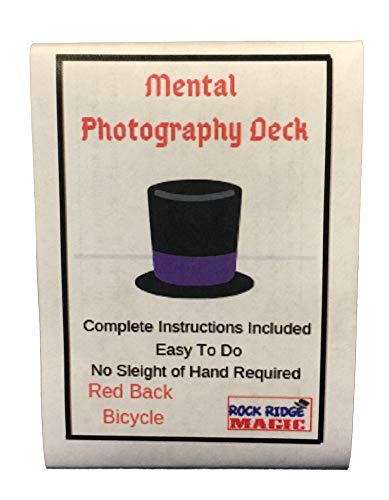 Mental Photography Deck Magic Trick, Playing Cards Illusion Kit for Party Games, (Red)
