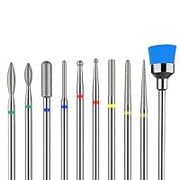 MelodySusie Diamond Cuticle Nail Drill Bits Set 10pcs, 3/32