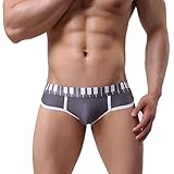 Men's Underwear,Neartime Thin Boxers Light Men Shorts Briefs Musical Note Type (M, Gray)