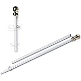 Grace Alley Flag Pole: 6 Foot Tangle Free Spinning Flag Pole. Residential or Commercial Flag Pole. Wind Resistant/Rust Free. (White)