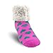 Pudus Heart Pink Cozy Winter Slipper Socks for Women and Men with Non-Slip Grippers and Faux Fur Sherpa Fleece - Adult Regular Fuzzy Socks