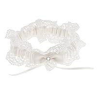 joyMerit Elegant Lace Crystal Bride Garter Bowknot Wedding Women Garter Keepsake Gift Beige