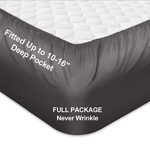 COHOME Queen Bed Sheets Set 4 Piece, Microfiber 1800 Thread Count Luxury Egyptian Sheets-Stain Wrinkle Fade Resistant, Hypoallergenic 16 inch Deep Pocket Bedding Set (Dark Grey) - Thumbnail 4