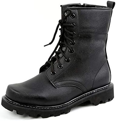 Men Mid-Calf Split Leather Boots Flat Non-Slip Combat Boots Motorcycle Boots Big Size