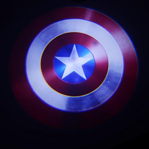 Padaday 2x replaceable insert Logo film slide Emblem for car wireless door welcome light USB roof logo projector light Home door ceiling E26 E27 projector light (Captain America)