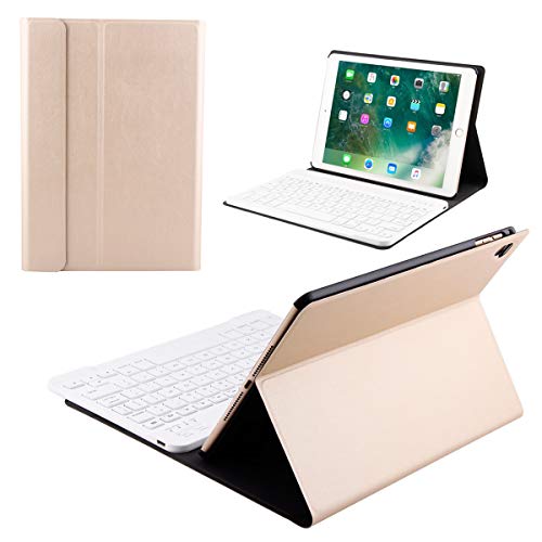 iPad Air 1Wireless Keyboard Case Ultra Slim Keyboard Slim Folio Leather Backlight Portable with DetachableTablet Cover - Golden