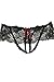 Rene Rofe womens Two-piece Lace Peek-a-boo Bra and Crotchless Panty adult exotic lingerie sets, Black, Medium-Large US