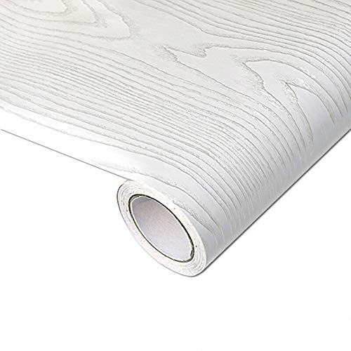 Buy Extra Thick Silver White Wood Grain Peel and Stick Wallpaper for