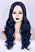 Topcosplay Women Wigs Dark Blue Wave Long with Braid Halloween Costumes Cosplay Wigs