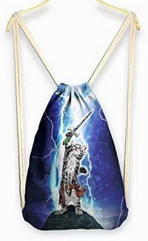 Pixel backpack - 2016 Womens Galaxy/Cat/Unicorn 3D Print Rope Backpack Bucket Canvas Bags Satchel style Fighting Kitten
