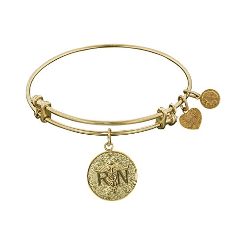 Angelica Brass RN Registered Nurse Bangle Bracelet 7.25 Inches Adjustable