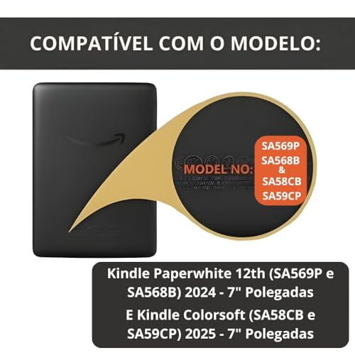 Capa Para Kindle Paperwhite 12ª Geração 7” (SA569P e SA568B) e Kindle Colorsoft 1ª Geração (SA58CB e SA59CP) – Auto Hibernação – Fechamento Magnético – Leve e com Encaixe Perfeito (Constelações)