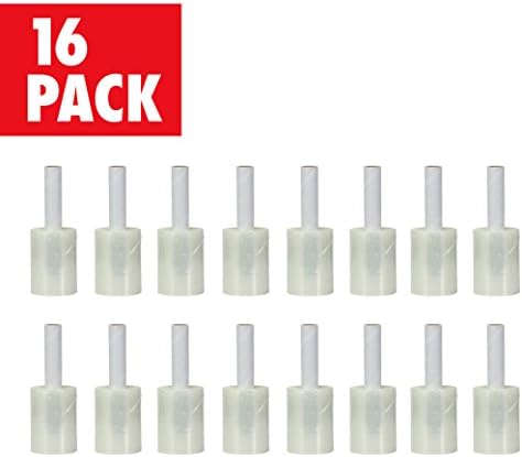 Clear Pallet Wrap with Handle Film Core - 80 Gauge Durable Self-Adhering & Large Shrink Hand Stretch Wrap Roll - Furniture,Industrial,Store Strength- 3"x1000ft(16-Pack)