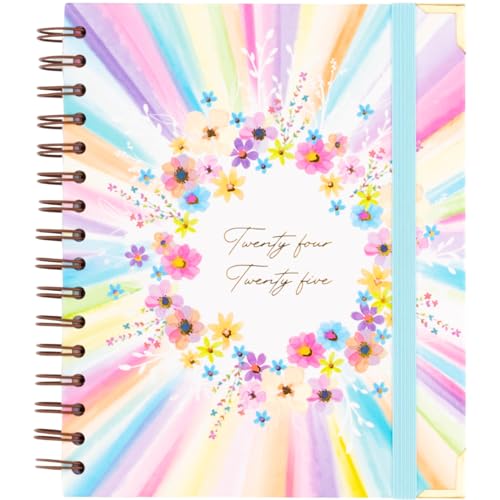 Agenda 2024 2025 da settembre ad agosto - A5 (16,5 x 20,5 cm), giorno pagina, organizzatore accademico, spagnolo e inglese, indice laterale con ogni mese, chiusura ad anelli doppio Wire'o - Takenote